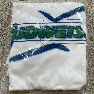 NWT - Rare Vintage 90s Budweiser Beer Green/Royal Blue Promo T-Shirt Size XL
